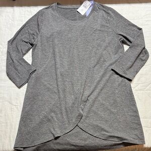 Motherhood Maternity‎ Gray Heather Tulip Hem Nursing Top: Size S NWT